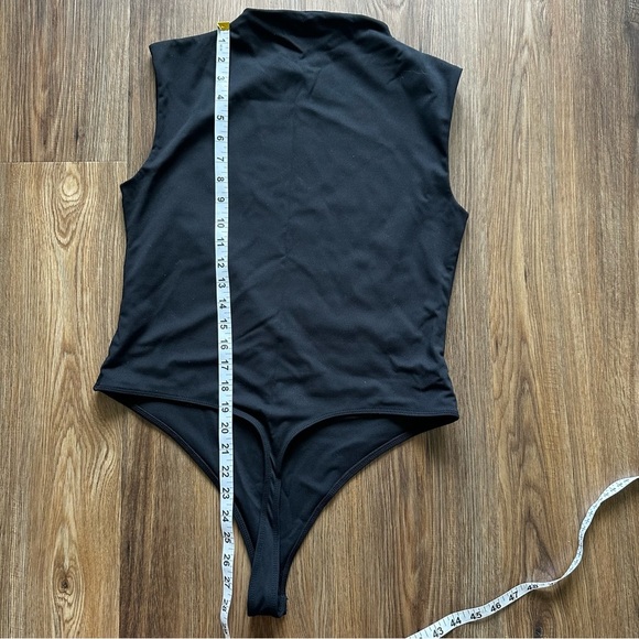 Open Edit Double Layer Bodysuit Large Black Funnel High Neck Sleeveless Tank - Picture 5 of 8